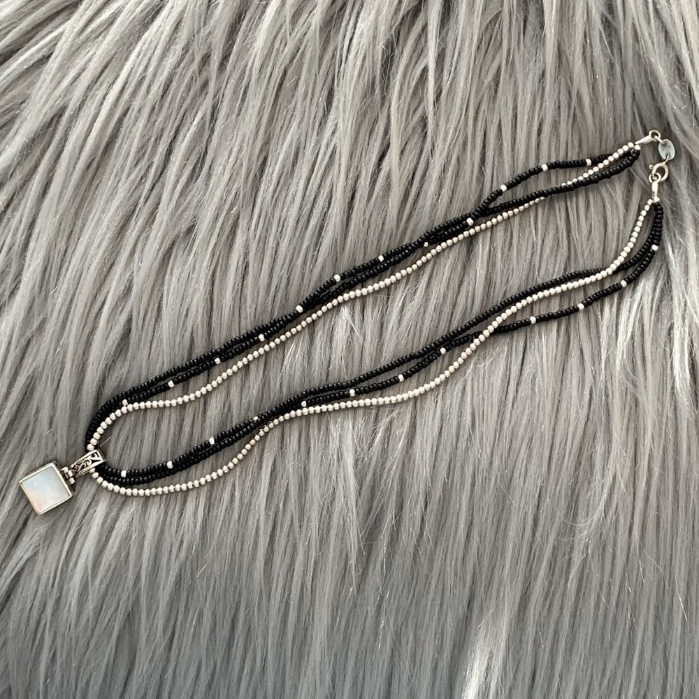 Silpada Black Beaded Necklace w/ Sterling Silver Pendant